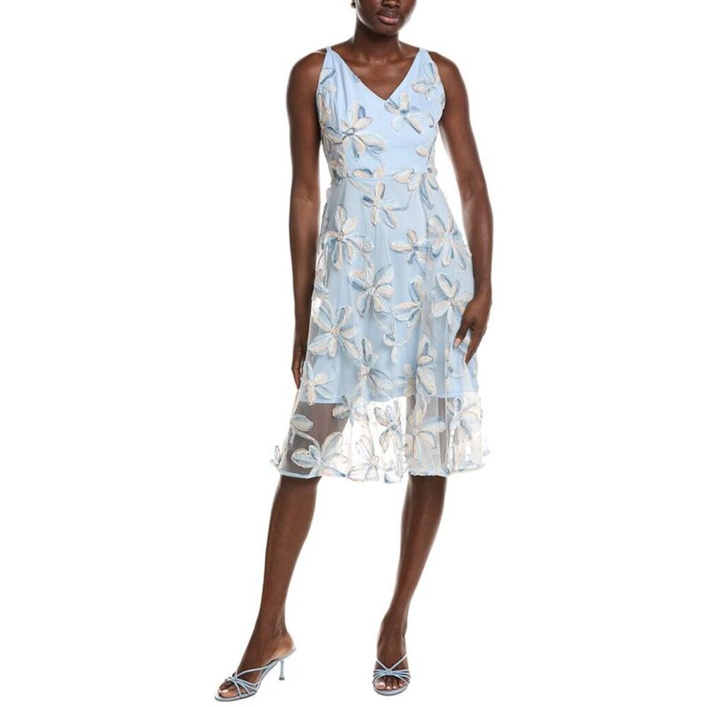 Sam Edelman Womens 3D Daisy Midi Dress, Blue